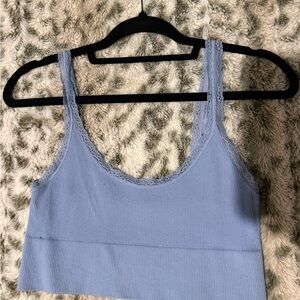 Forever 21 Sky Blue Lace Detail Top